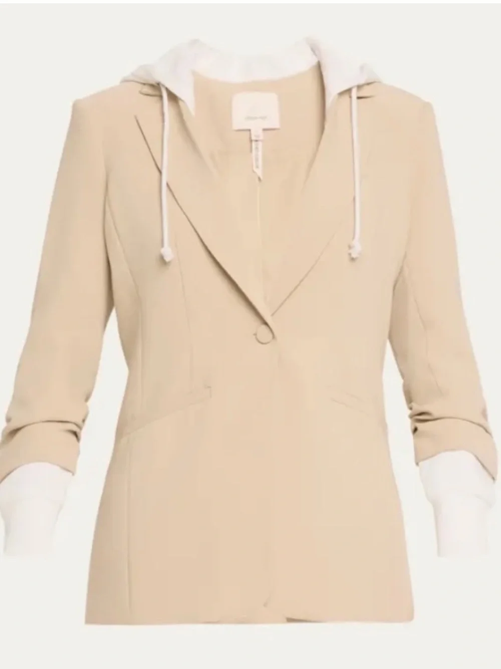 NWT CINQ A SEPT KHLOE HOODED KHAKI/WHITE SIZE 2 - Picture 2 of 5